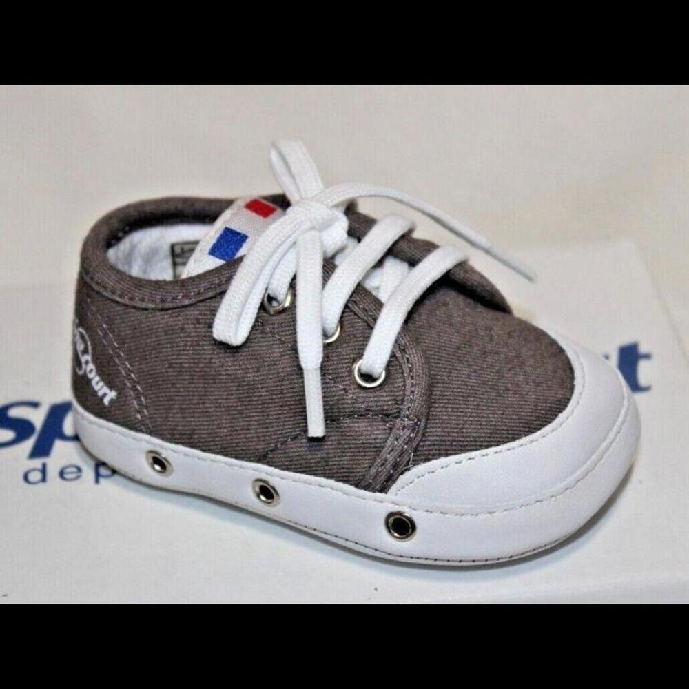 NIB GENUINE SPRING COURT MINI LOW BABY SHOES -SHIRT TWILL & NAPPA LEATHER TAUPE